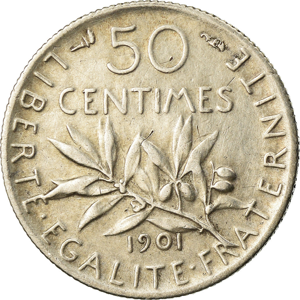 Coin, France, Semeuse, 50 Centimes, 1901, Paris, VF(30-35), Silver, KM:854