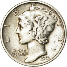Coin, United States, Mercury Dime, Dime, 1941, U.S. Mint, Philadelphia