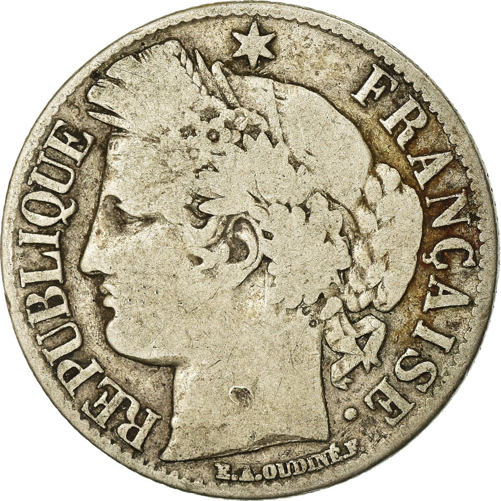 Coin, France, Cérès, Franc, 1871, Paris, VF(30-35), Silver, KM:822.1