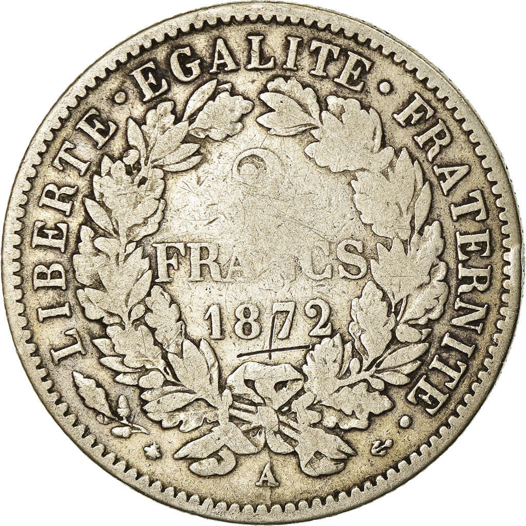 Monnaie, France, Cérès, 2 Francs, 1872, Paris, TB, Argent, Gadoury:530a