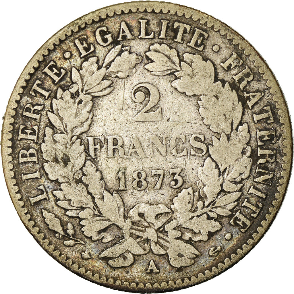 Münze, Frankreich, Cérès, 2 Francs, 1873, Paris, S, Silber, KM:817.1