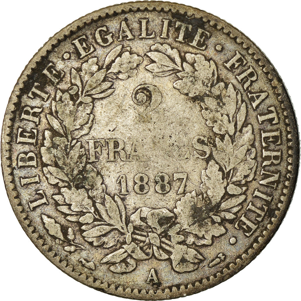 Monnaie, France, Cérès, 2 Francs, 1887, Paris, TB+, Argent, KM:817.1