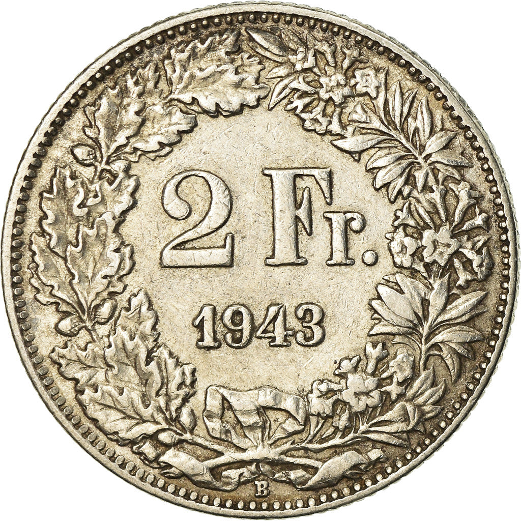 Moneta, Svizzera, 2 Francs, 1943, Bern, BB, Argento, KM:21