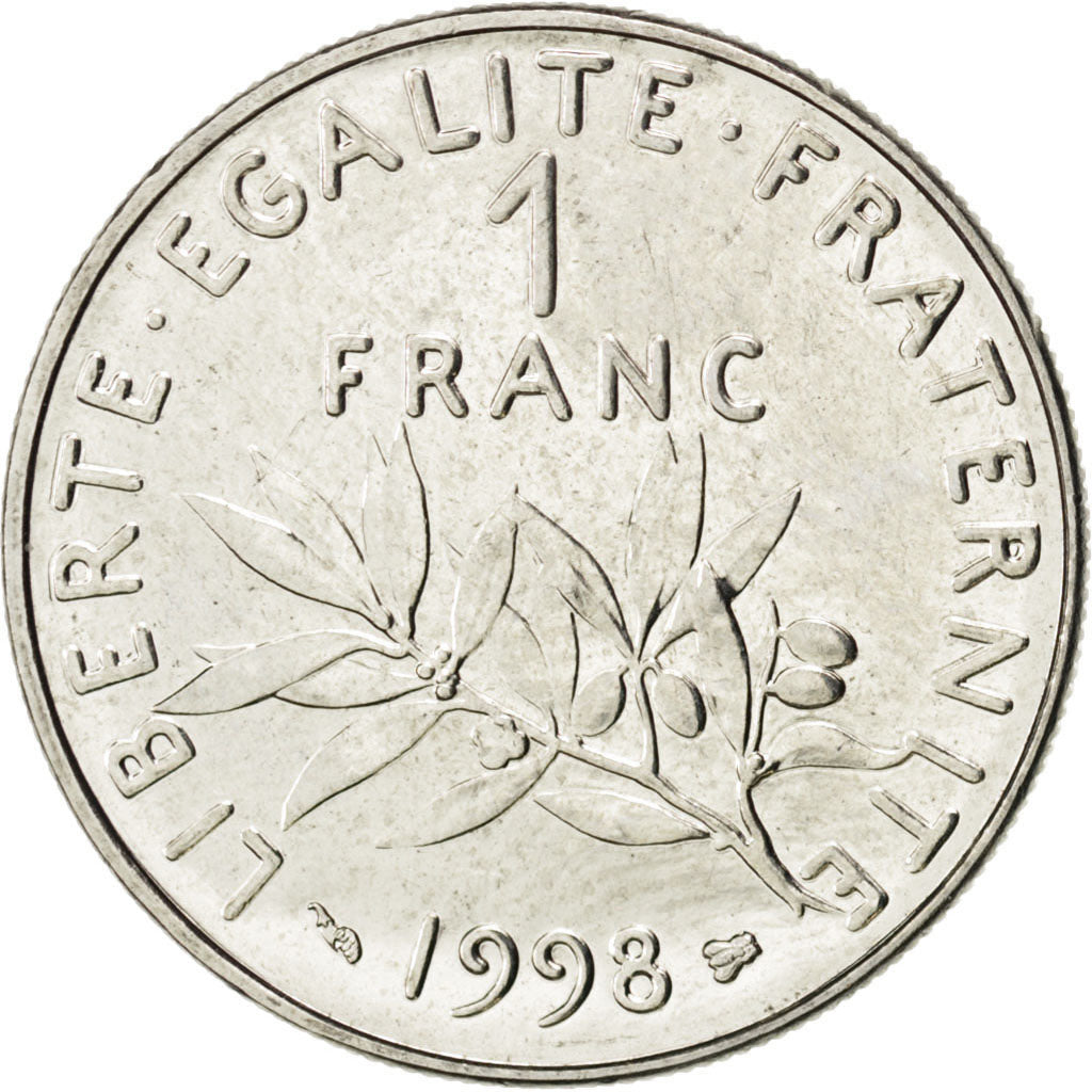 FRANCE, Semeuse, Franc, 1998, Paris, KM #925.1, MS(60-62), Nickel, 24, Gadoury..