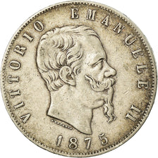 Moneta, Italia, Vittorio Emanuele II, 5 Lire, 1875, Rome, MB+, Argento, KM:8.4