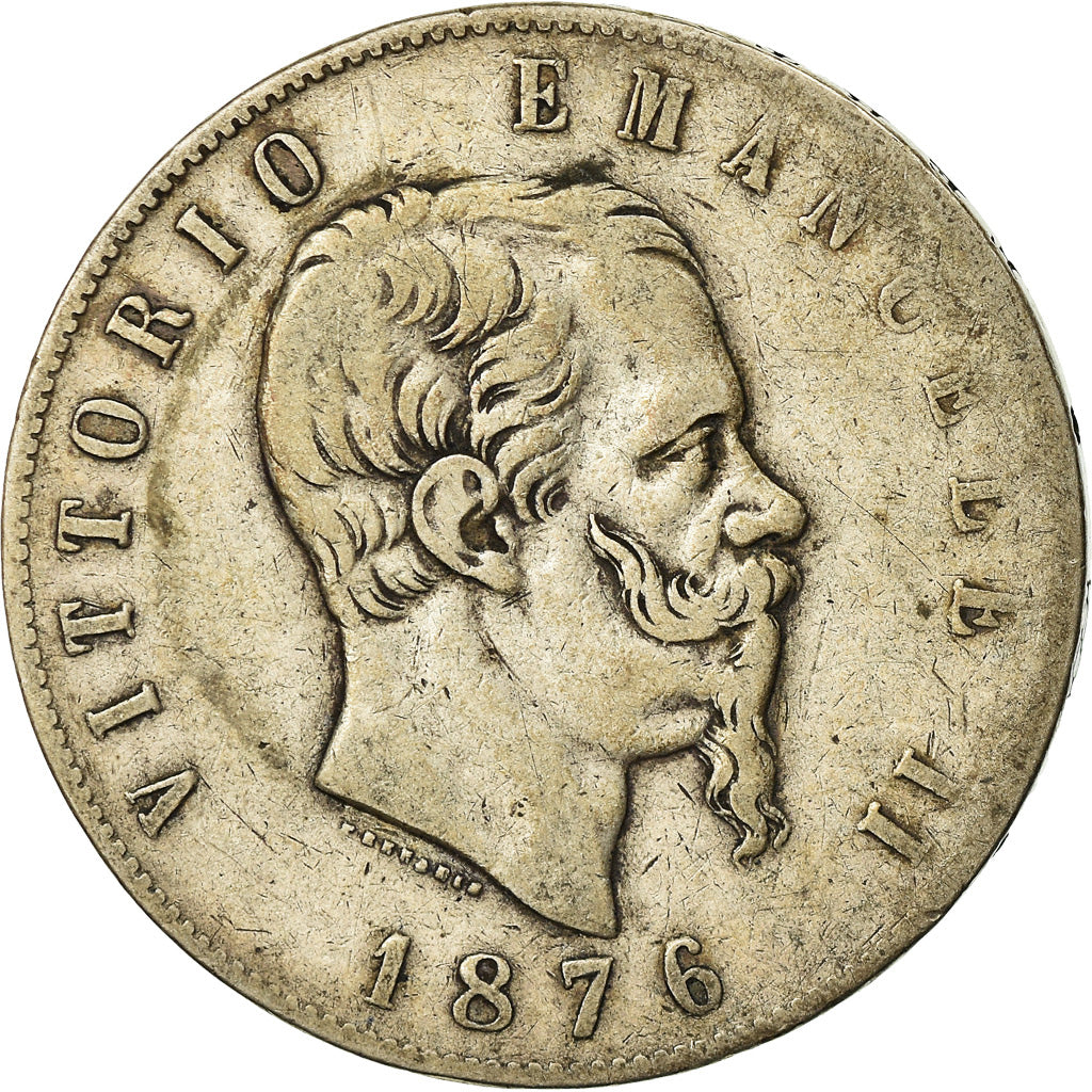 Monnaie, Italie, Vittorio Emanuele II, 5 Lire, 1876, Rome, TB+, Argent, KM:8.4