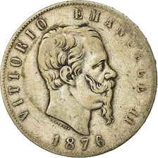 Monnaie, Italie, Vittorio Emanuele II, 5 Lire, 1876, Rome, TB+, Argent, KM:8.4