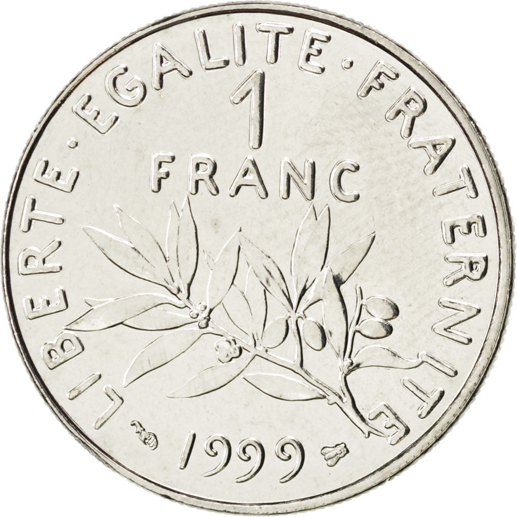 FRANCE, Semeuse, Franc, 1999, Paris, KM #925.1, MS(63), Nickel, 24, Gadoury...