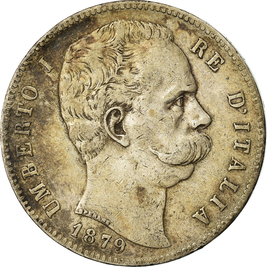 Coin, Italy, Umberto I, 5 Lire, 1879, Rome, VF(30-35), Silver, KM:20