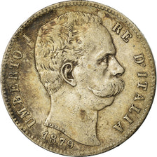 Coin, Italy, Umberto I, 5 Lire, 1879, Rome, VF(30-35), Silver, KM:20