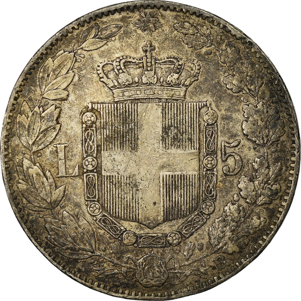 Coin, Italy, Umberto I, 5 Lire, 1879, Rome, VF(30-35), Silver, KM:20