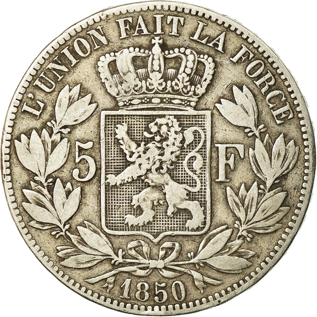 Coin, Belgium, Leopold I, 5 Francs, 5 Frank, 1850, VF(30-35), Silver, KM:17