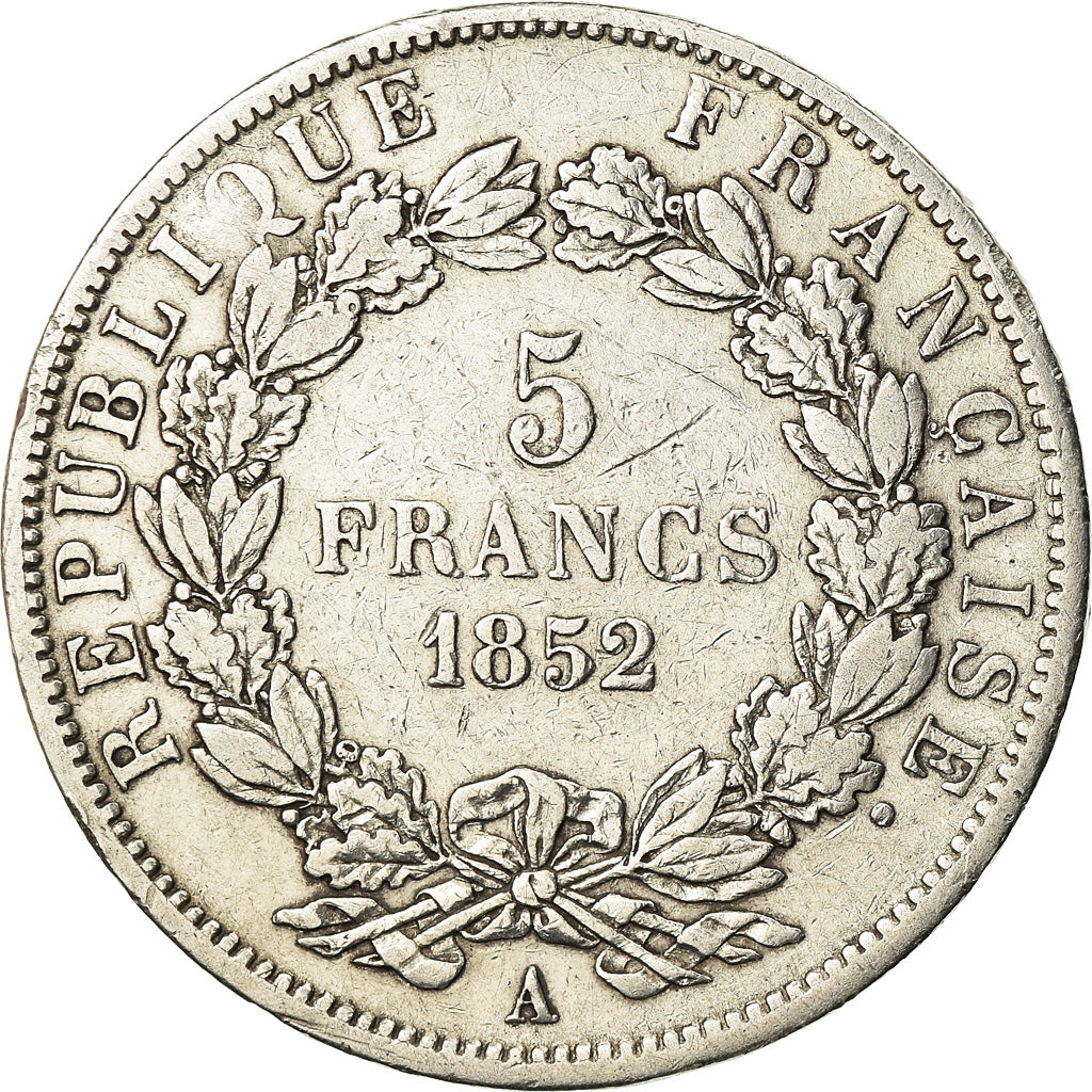 Munten, Frankrijk, Napoléon III, 5 Francs, 1852, Paris, FR+, Zilver, KM:773.1