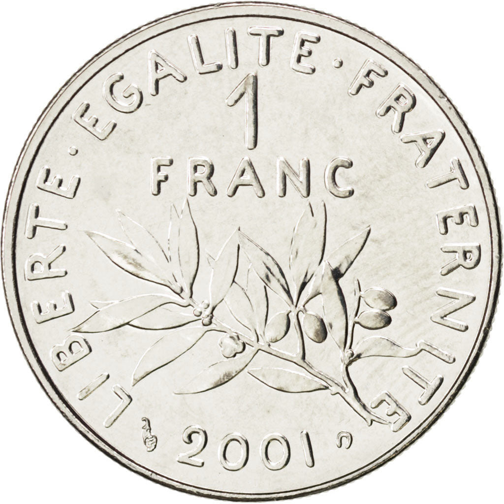 FRANCE, Semeuse, Franc, 2001, Paris, KM #925.1, MS(63), Nickel, 24, Gadoury...