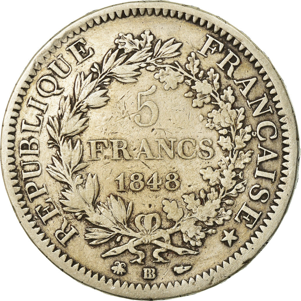 Monnaie, France, Hercule, 5 Francs, 1848, Strasbourg, TB+, Argent, KM:756.2