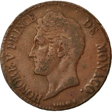 Moneta, Monaco, Honore V, 5 Centimes, Cinq, 1837, Monaco, VF(30-35), Miedź