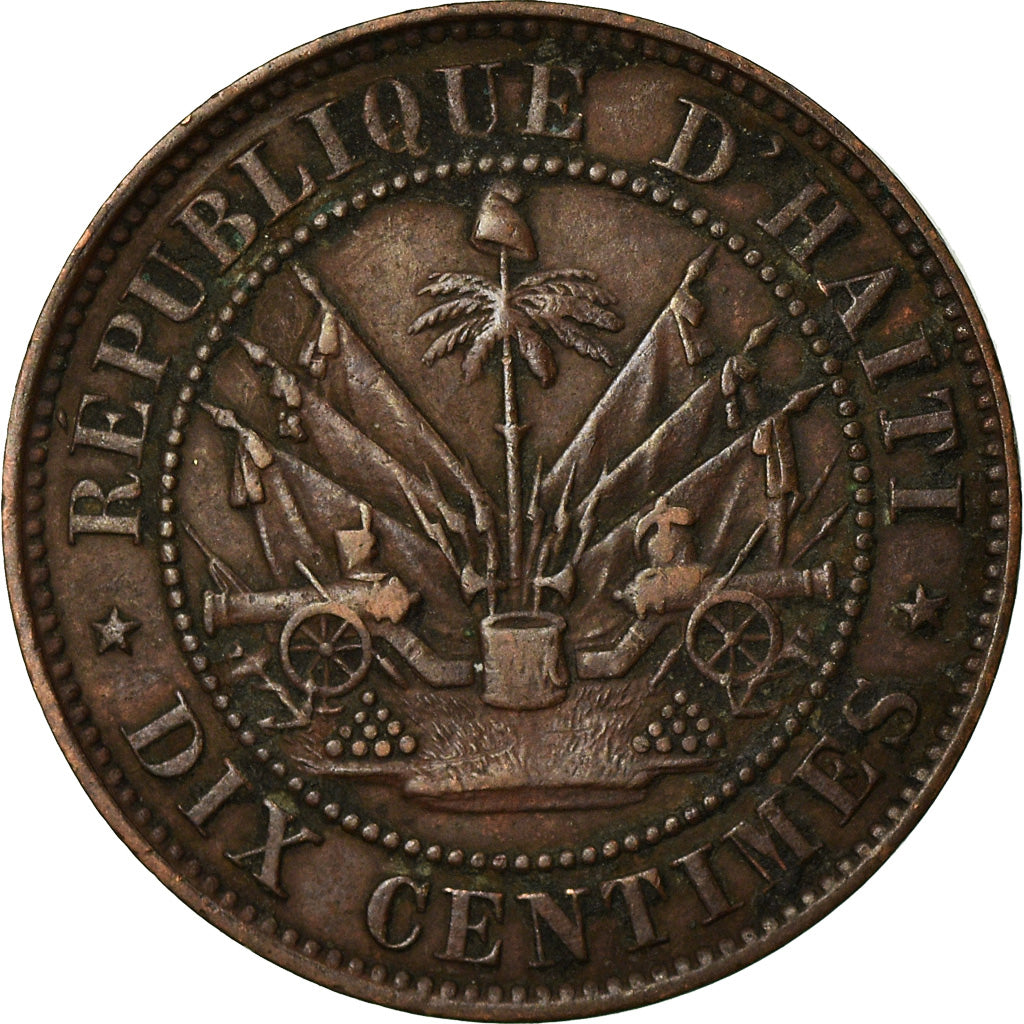 Coin, Haiti, 10 Centimes, 1863, EF(40-45), Bronze, KM:40