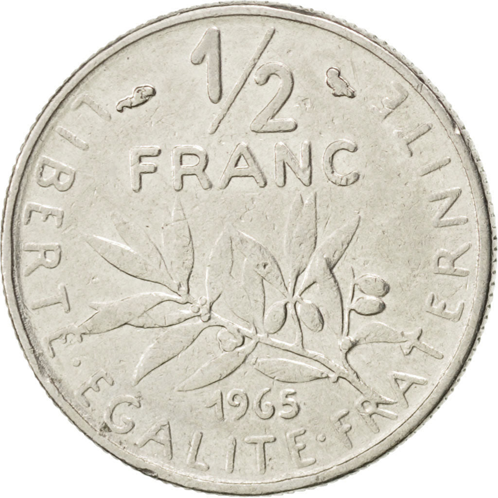 FRANCE, Semeuse, 1/2 Franc, 1965, Paris, KM #931.1, EF(40-45), Nickel, 19.5,...