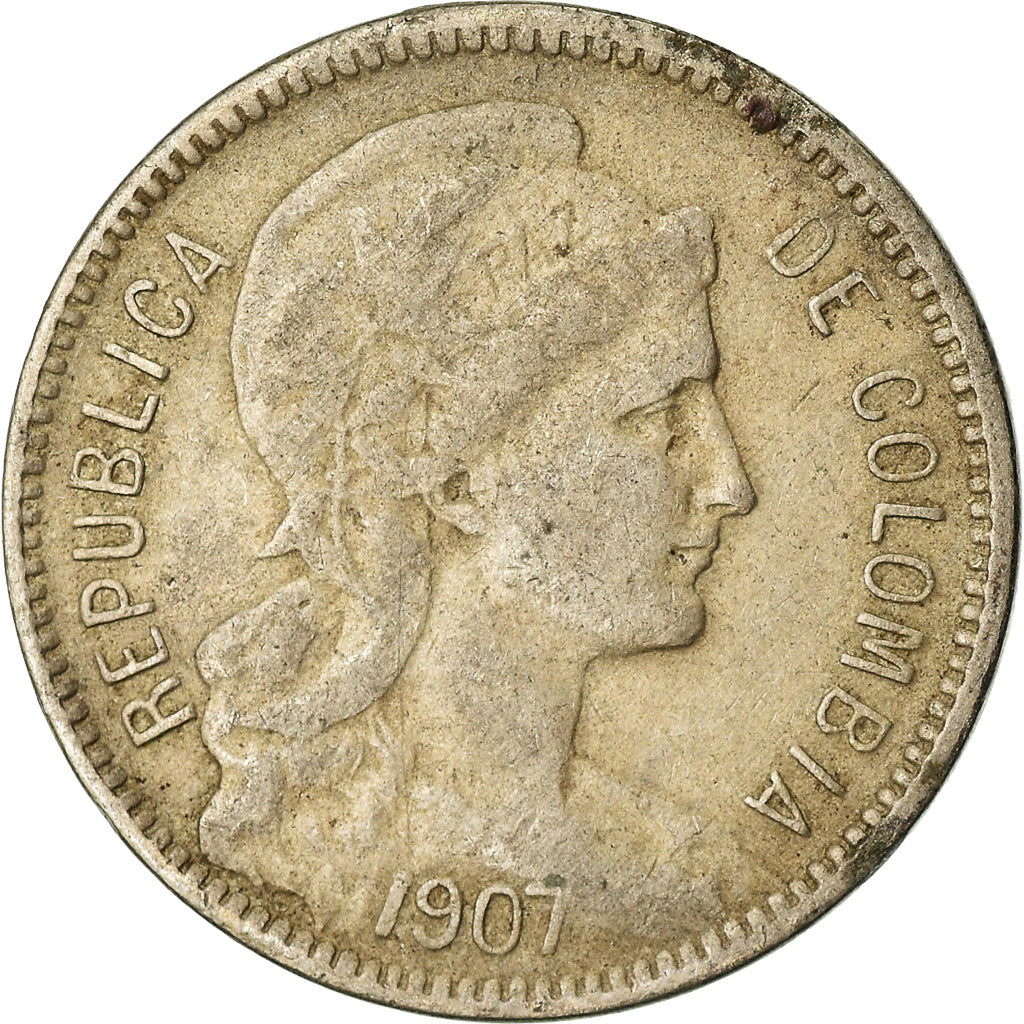 Coin, Colombia, 5 Pesos, Papel Moneda, 1907, EF(40-45), Copper-nickel, KM:279