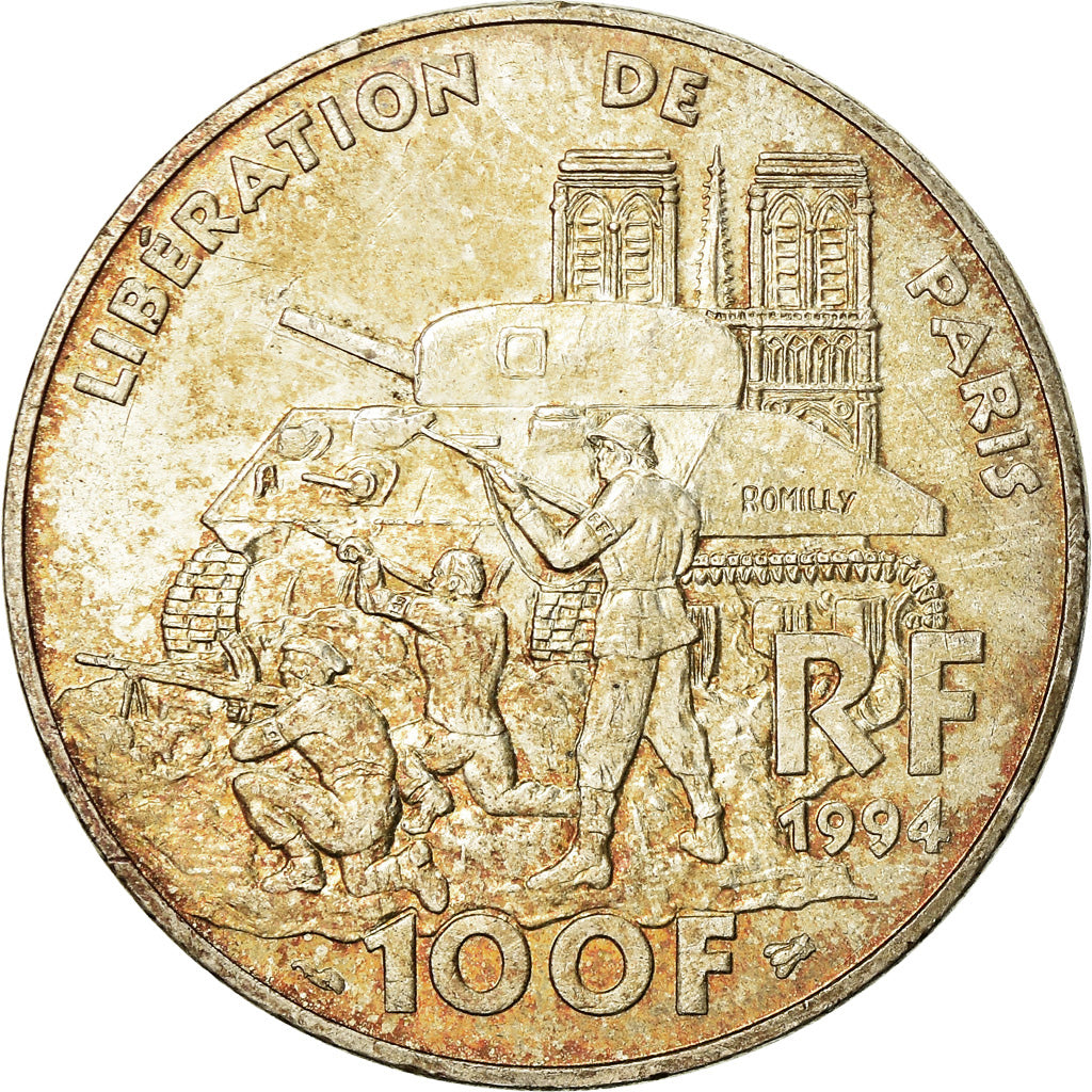 Coin, France, Libération de Paris, 100 Francs, 1994, Paris, AU(55-58), Silver