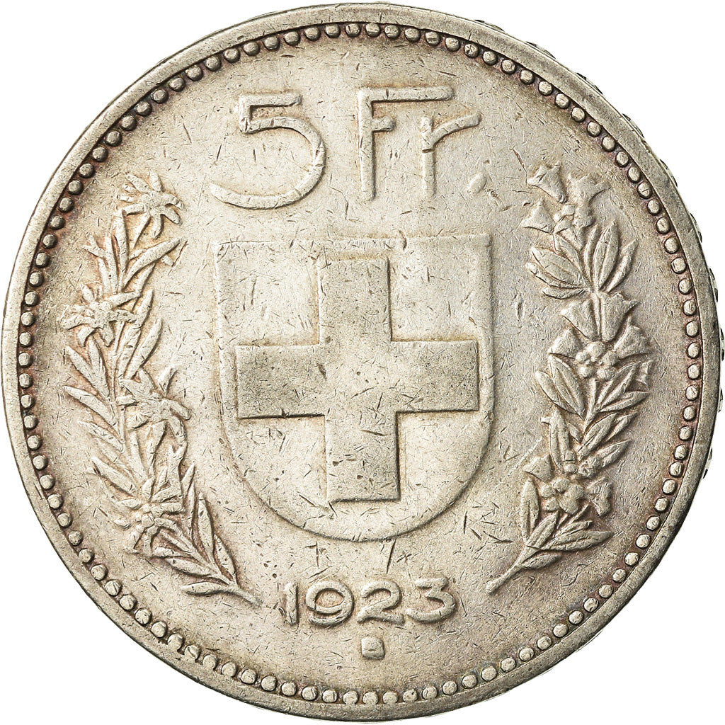 Coin, Switzerland, 5 Francs, 1923, Bern, EF(40-45), Silver, KM:37