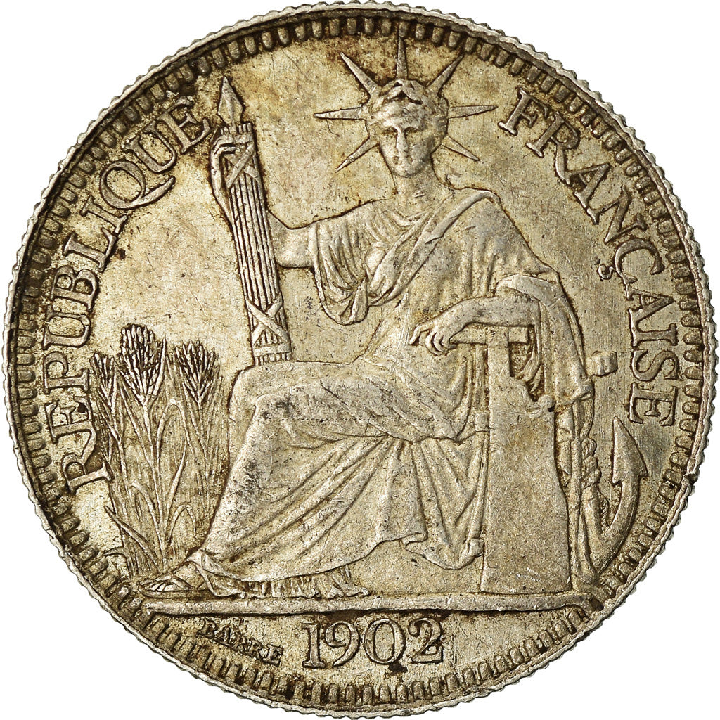 Moeda, INDOCHINA FRANCESA, 10 Cents, 1902, Paris, AU(50-53), Prata, KM:9