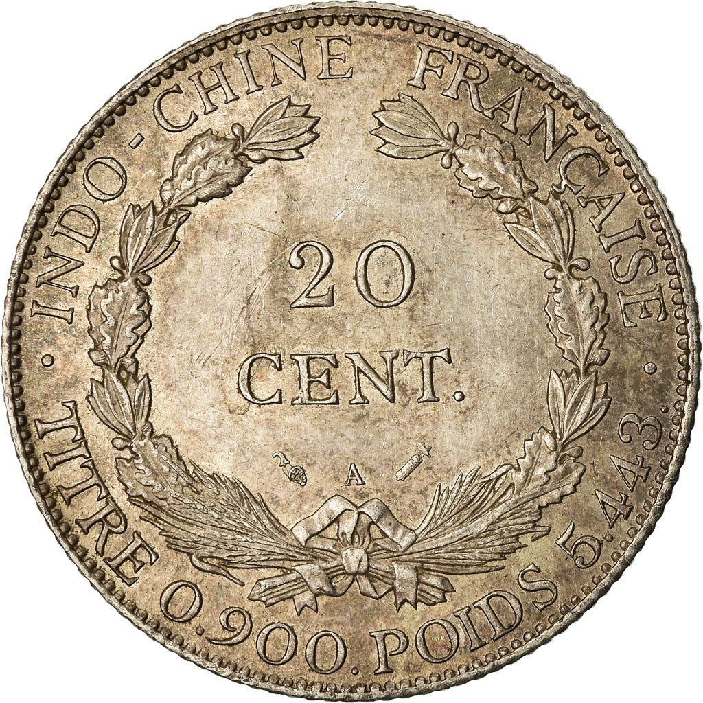 Coin, FRENCH INDO-CHINA, 20 Cents, 1887, Paris, AU(50-53), Silver, KM:3