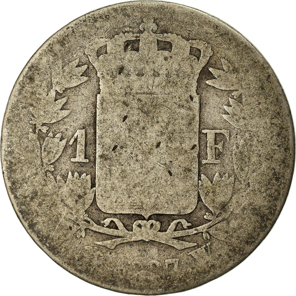 Moneda, Francia, Charles X, Franc, 1827, Lille, BC, Plata, KM:724.13