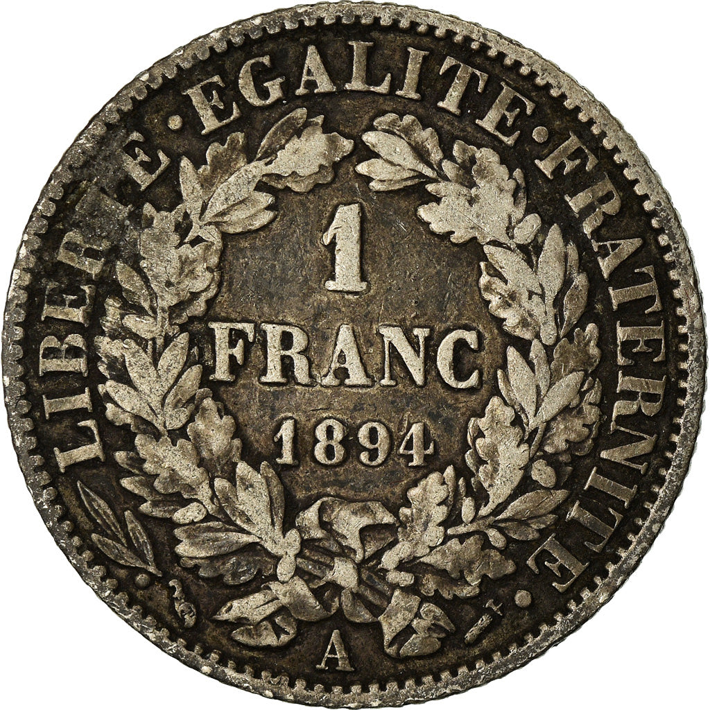 Moneta, Francja, Cérès, Franc, 1894, Paris, VF(30-35), Srebro, KM:822.1