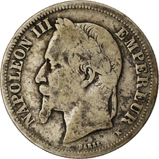 Monnaie, France, Napoléon III, 2 Francs, 1867, Bordeaux, TB, Argent