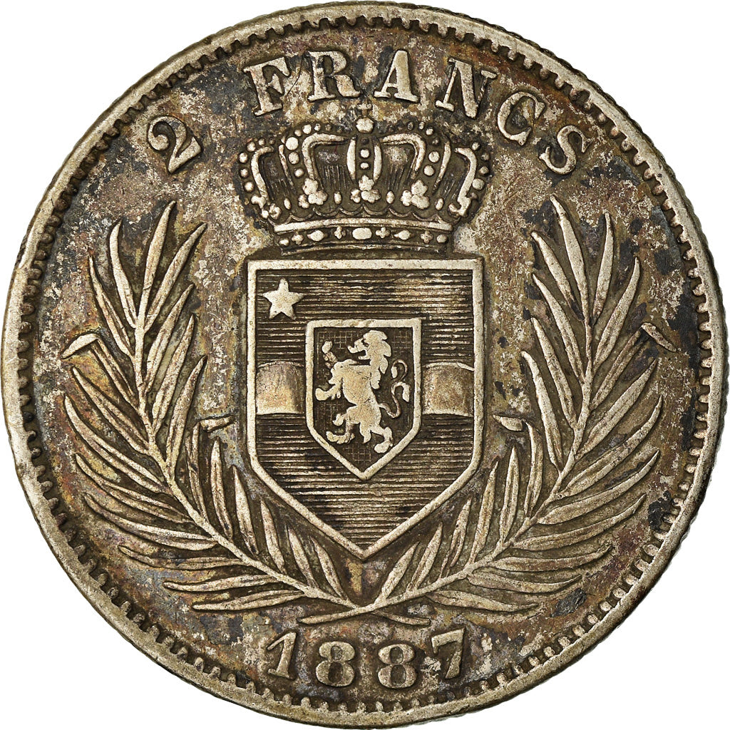 Coin, CONGO FREE STATE, Leopold II, 2 Francs, 1887, EF(40-45), Silver, KM:7