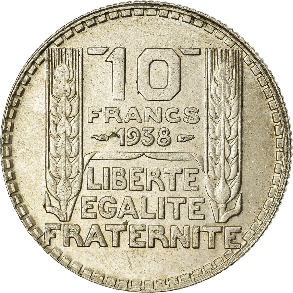 FRANCE, 10 Francs, 1938, KM #878, MS(60-62), Silver, Gadoury #801, 10.00