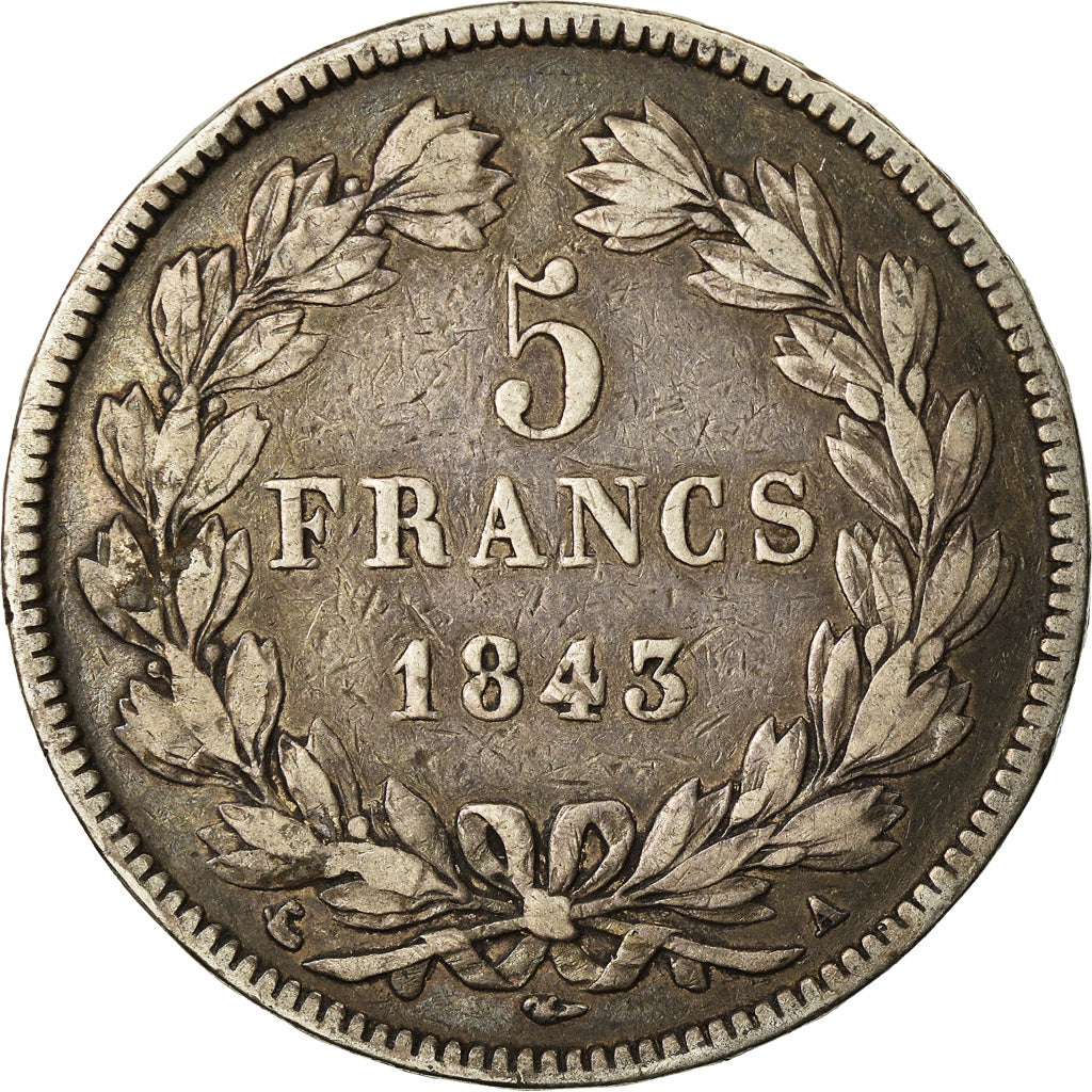 Coin, France, Louis-Philippe, 5 Francs, 1843, Paris, VF(30-35), Silver