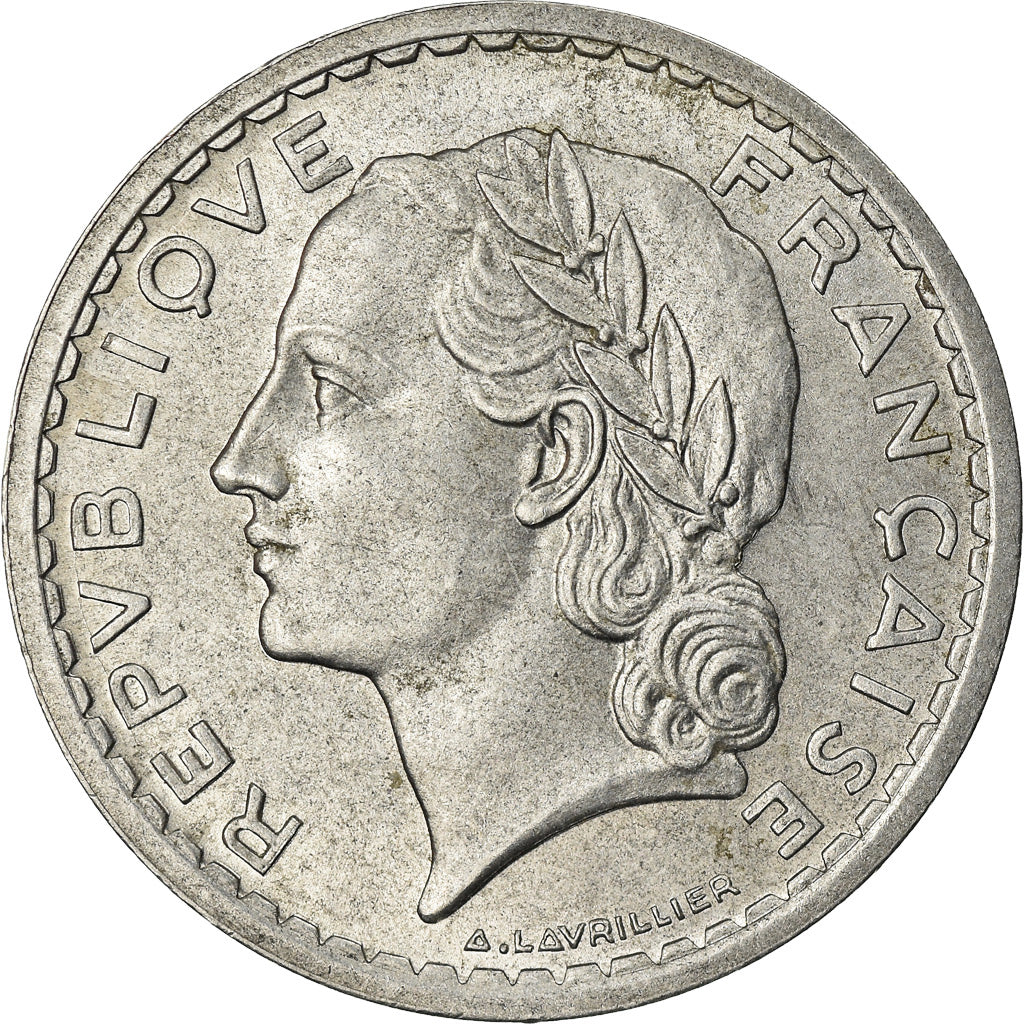 Moneta, Francia, Lavrillier, 5 Francs, 1948, Paris, 9 closed, SPL-, Alluminio