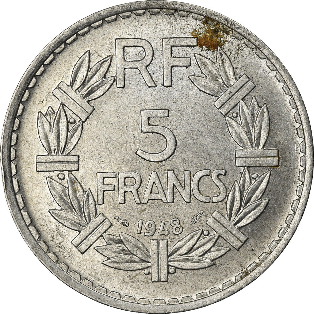 Moneta, Francia, Lavrillier, 5 Francs, 1948, Paris, 9 closed, SPL-, Alluminio