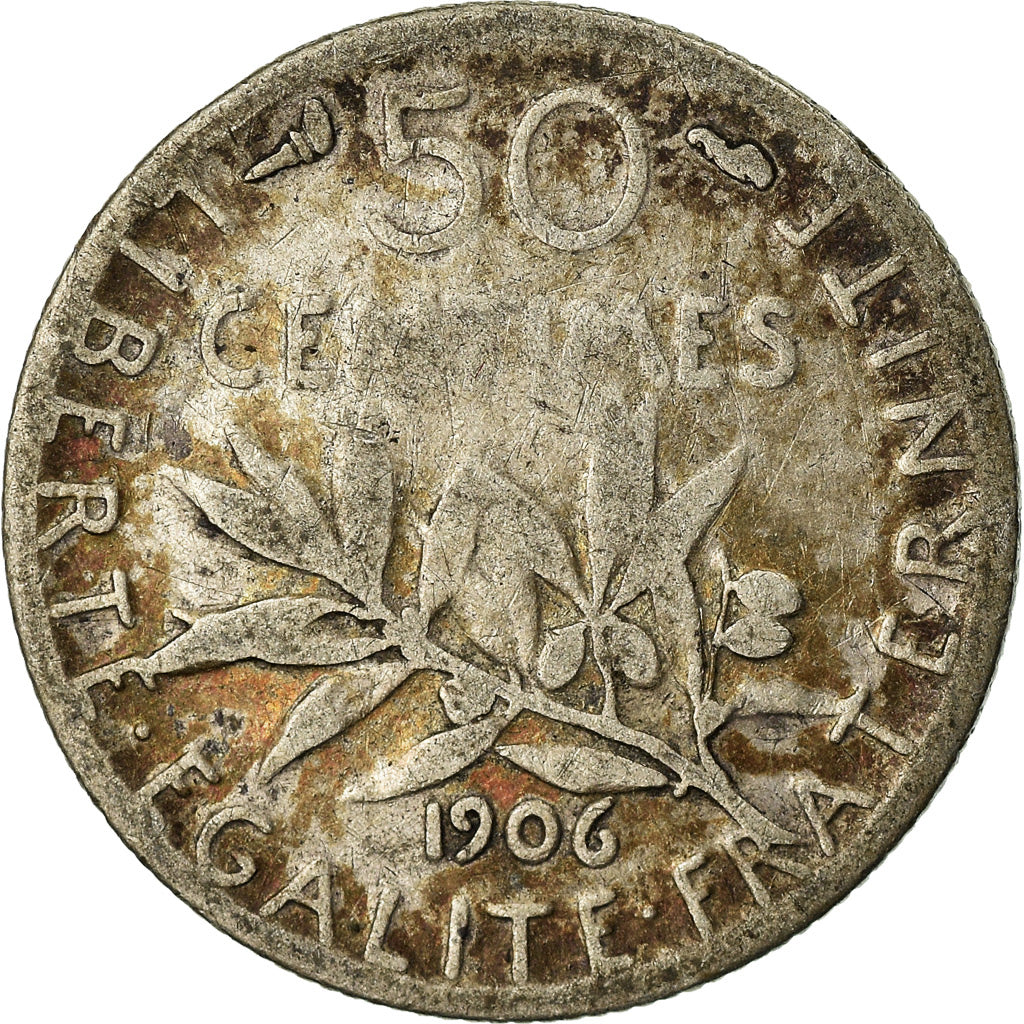Monnaie, France, Semeuse, 50 Centimes, 1906, Paris, TB, Argent, Gadoury:420