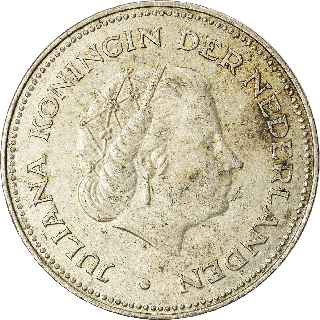 Coin, Netherlands, Juliana, 10 Gulden, 1970, EF(40-45), Silver, KM:195