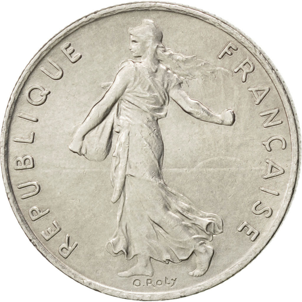 Vème République, 1/2 Franc Semeuse 1975, KM 931.1