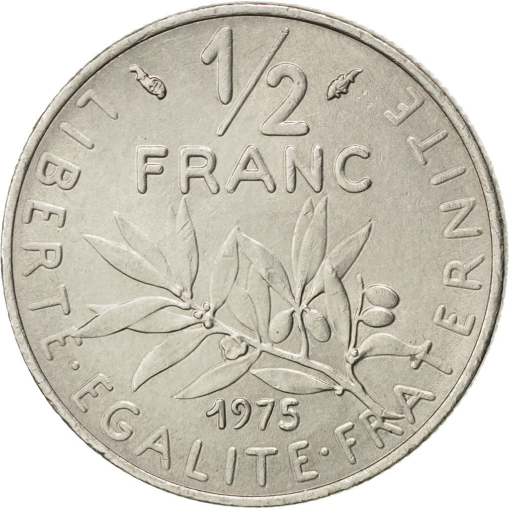 Vème République, 1/2 Franc Semeuse 1975, KM 931.1