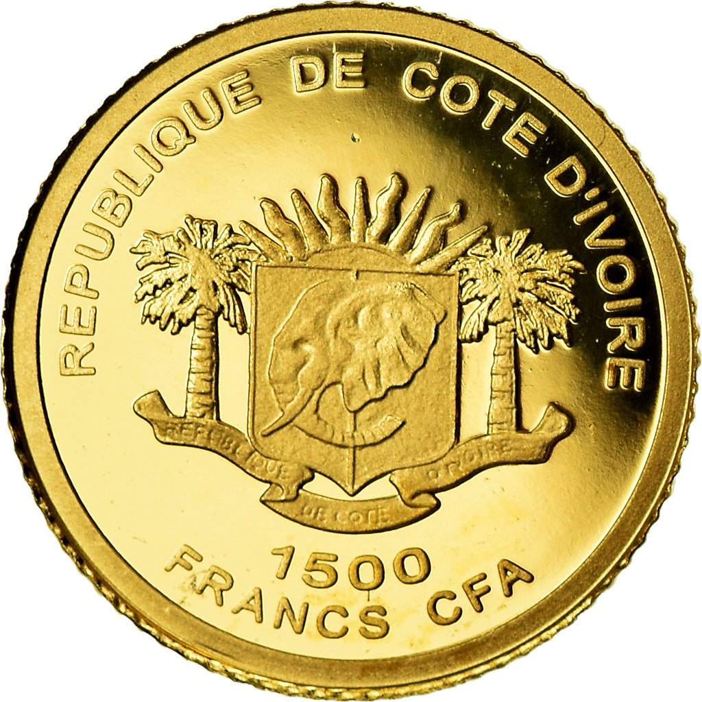 Moneda, Costa de Marfil, Justice, 1500 Francs CFA, Proof, FDC, Oro