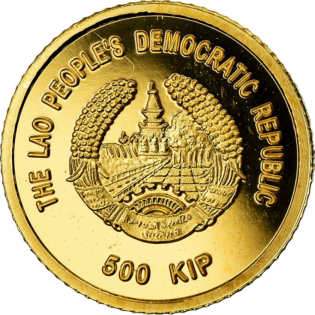 Coin, Lao, 500 Kip, 2008, Valcambi, Proof, MS(65-70), Gold, KM:160