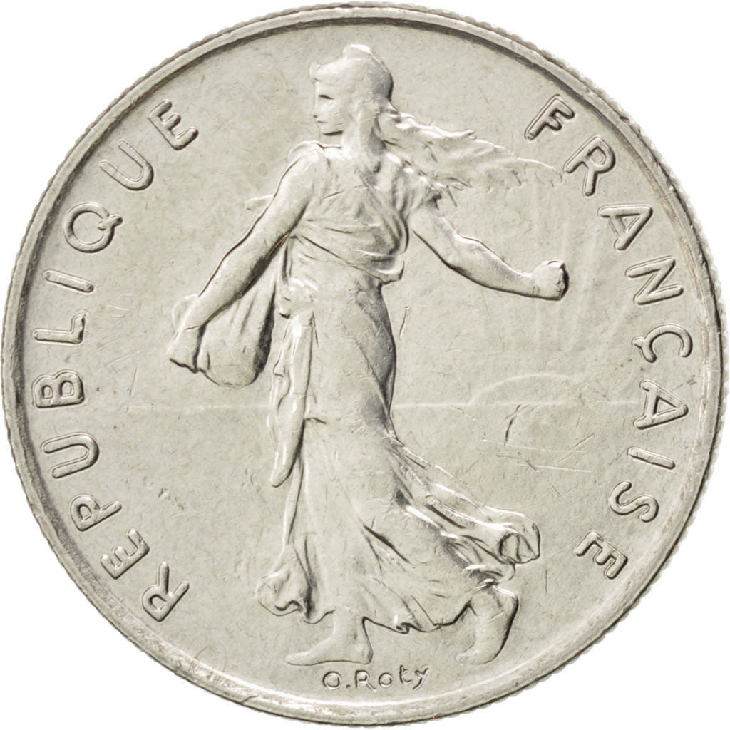 Moneta, Francja, Semeuse, 1/2 Franc, 1976, AU(50-53), Nikiel, KM:931.1