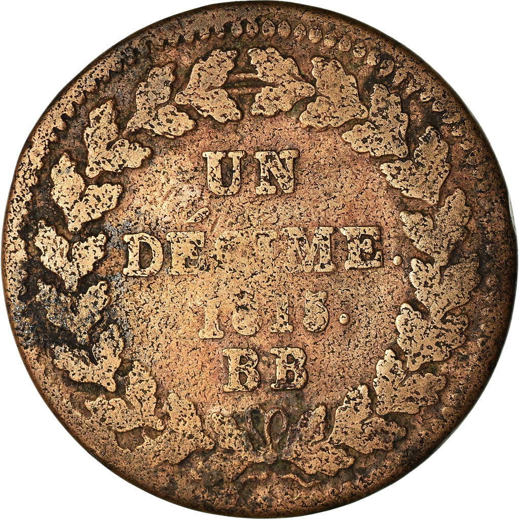 Monnaie, France, Napoleon I, Decime, 1815, Strasbourg, TB, Bronze, Gadoury:195e