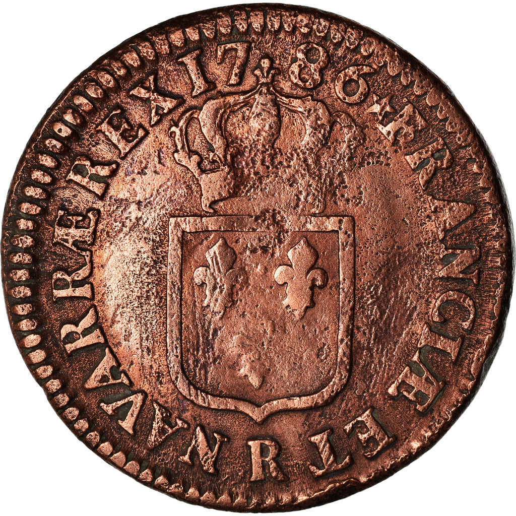 Moneta, Francja, Louis XVI, Sol ou sou, Sol, 1786, Orléans, VF(20-25), Miedź