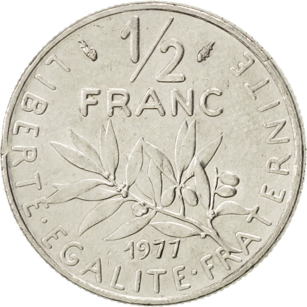 Coin, France, Semeuse, 1/2 Franc, 1977, AU(50-53), Nickel, KM:931.1, Gadoury:429