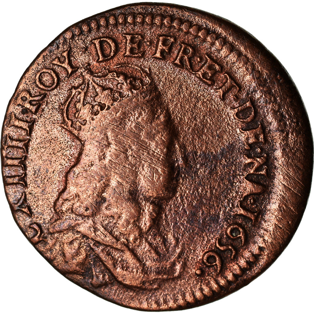Moneta, Francia, Louis XIV, Liard de France au buste juvénile, deuxième type