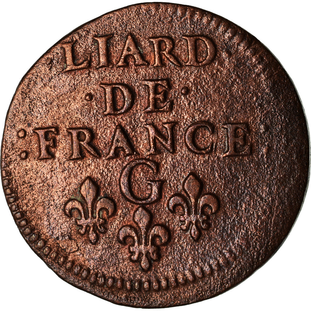 Moneta, Francia, Louis XIV, Liard de France au buste juvénile, deuxième type