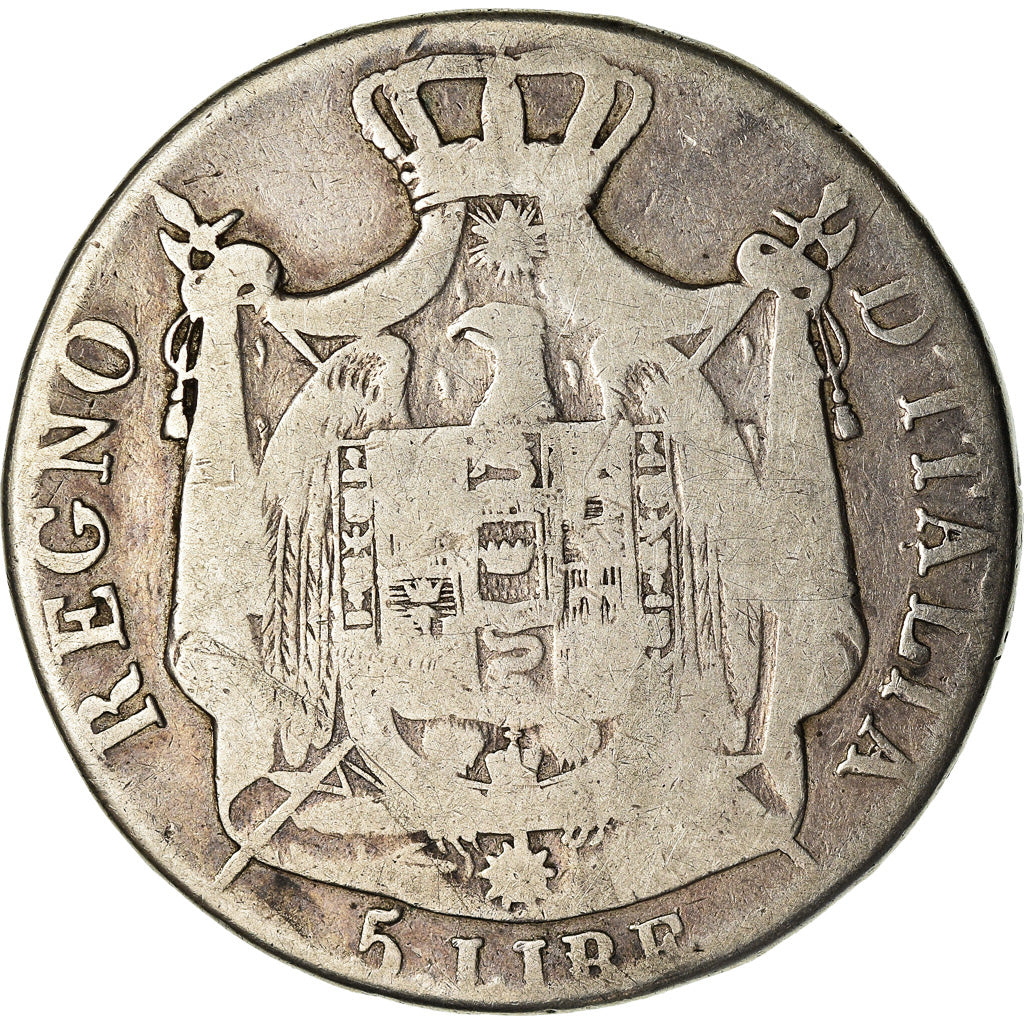 Moneta, DEPARTAMENTY WŁOSKIE, KINGDOM OF NAPOLEON, Napoleon I, 5 Lire, 1810