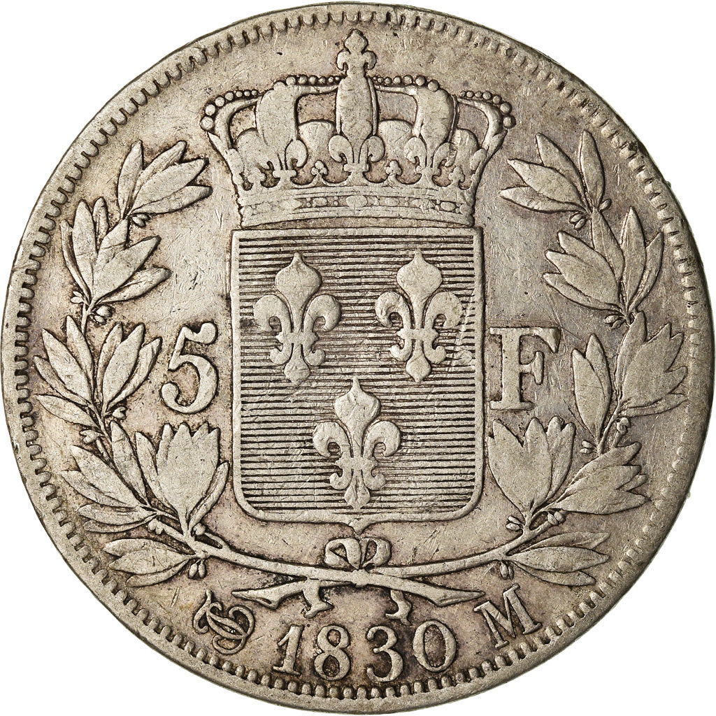 Coin, France, Charles X, 5 Francs, 1830, Toulouse, VF(30-35), Silver, KM:728.9