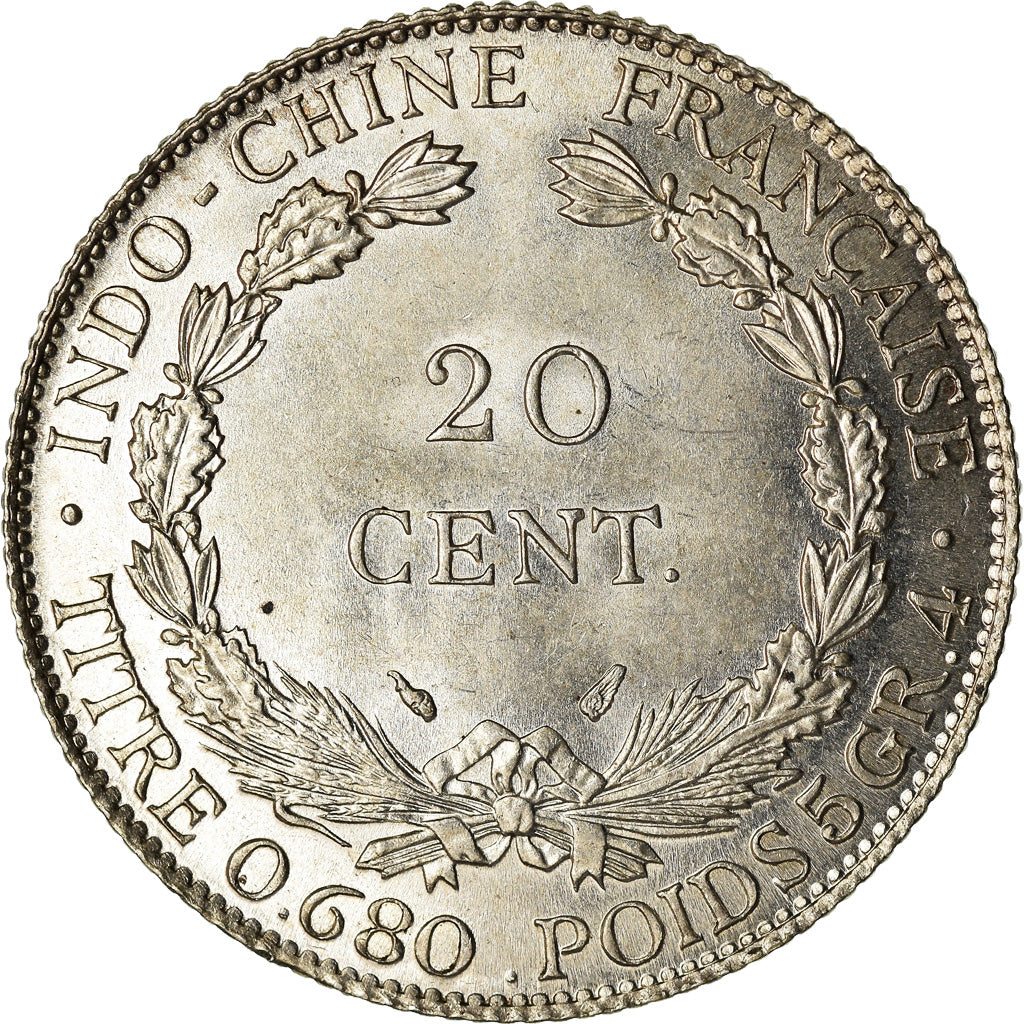 Moneta, Indocina, 20 Cent, 1937, Paris, SPL, Argento, Lecompte:236